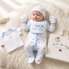 H15040: Baby Boys "Baby Boy" 6 Piece Mesh Bag Gift Set (NB-6 Months)